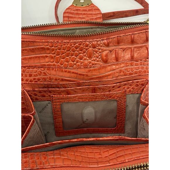 Brahmin Crossbody Manhattan Melbourne Orange Embossed Crocodile Leather Bag - Picture 2 of 5